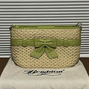 Brighton Straw Purse Green Bow